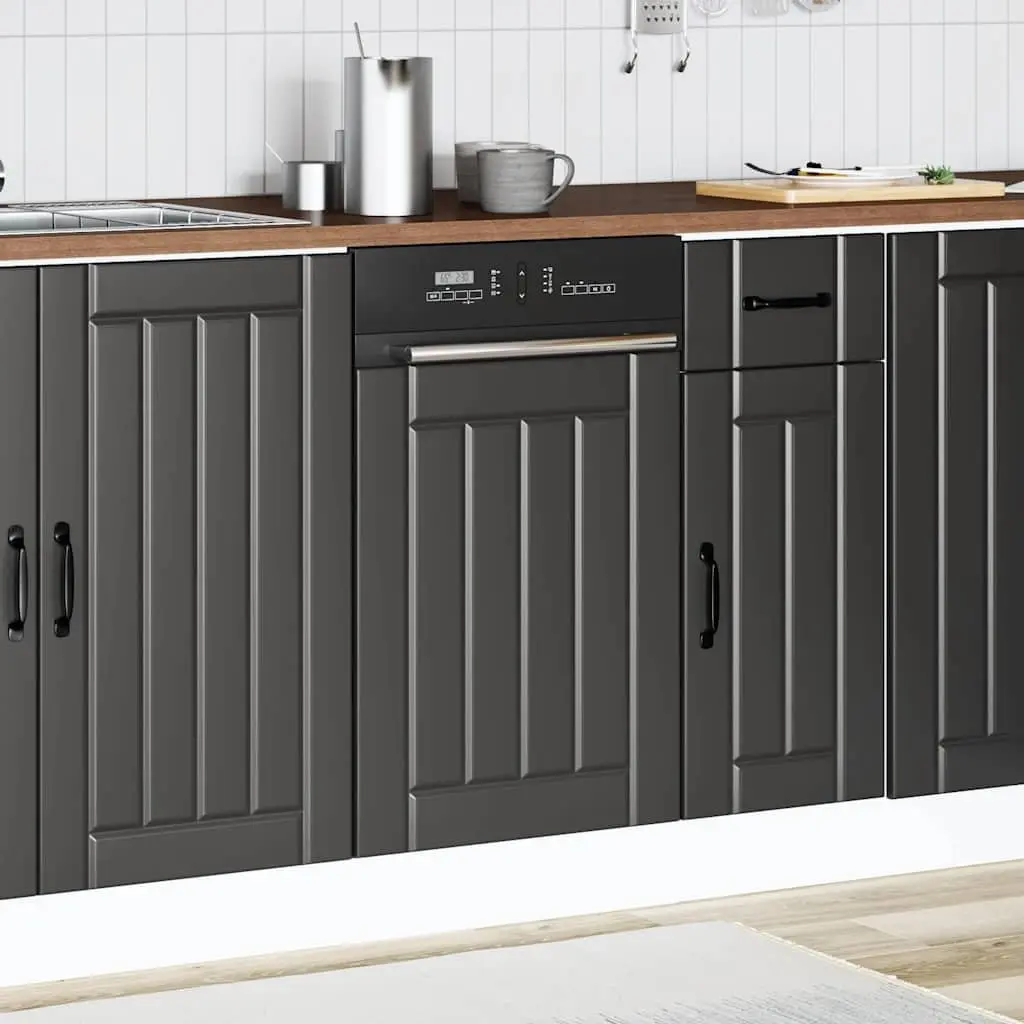 Dishwasher Front Cover Engineered Wood Black Protection Panel