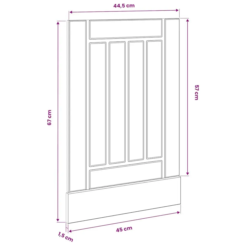 Dishwasher Front Cover Engineered Wood Black Protection Panel