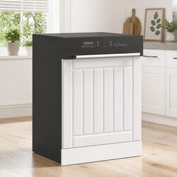 White Engineered Wood Dishwasher Front Panel for Kitchen
