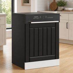 Stylish Black Engineered Wood Dishwasher Front Cover