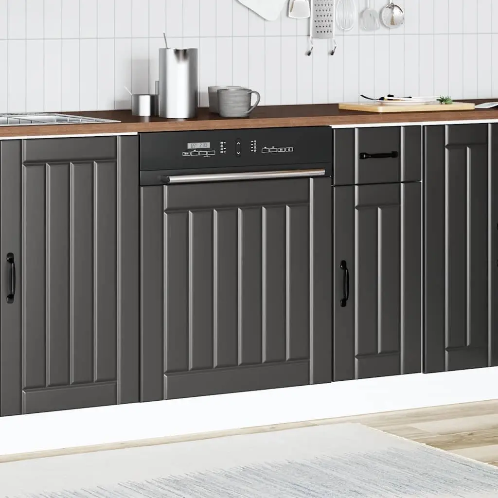 Dishwasher Panel Black Engineered Wood Kitchen Cabinet Front Cover Protector