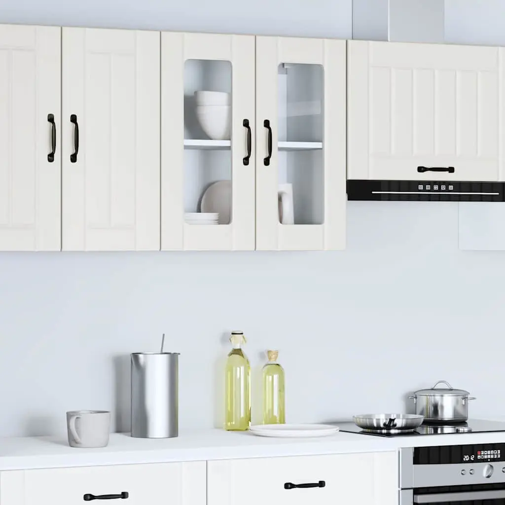 White Engineered Wood Kitchen Wall Cabinet with Glass Door