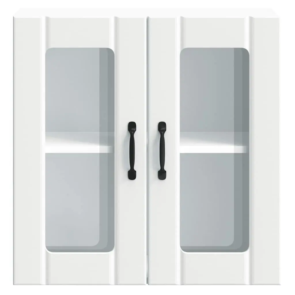 White Engineered Wood Kitchen Wall Cabinet with Glass Door