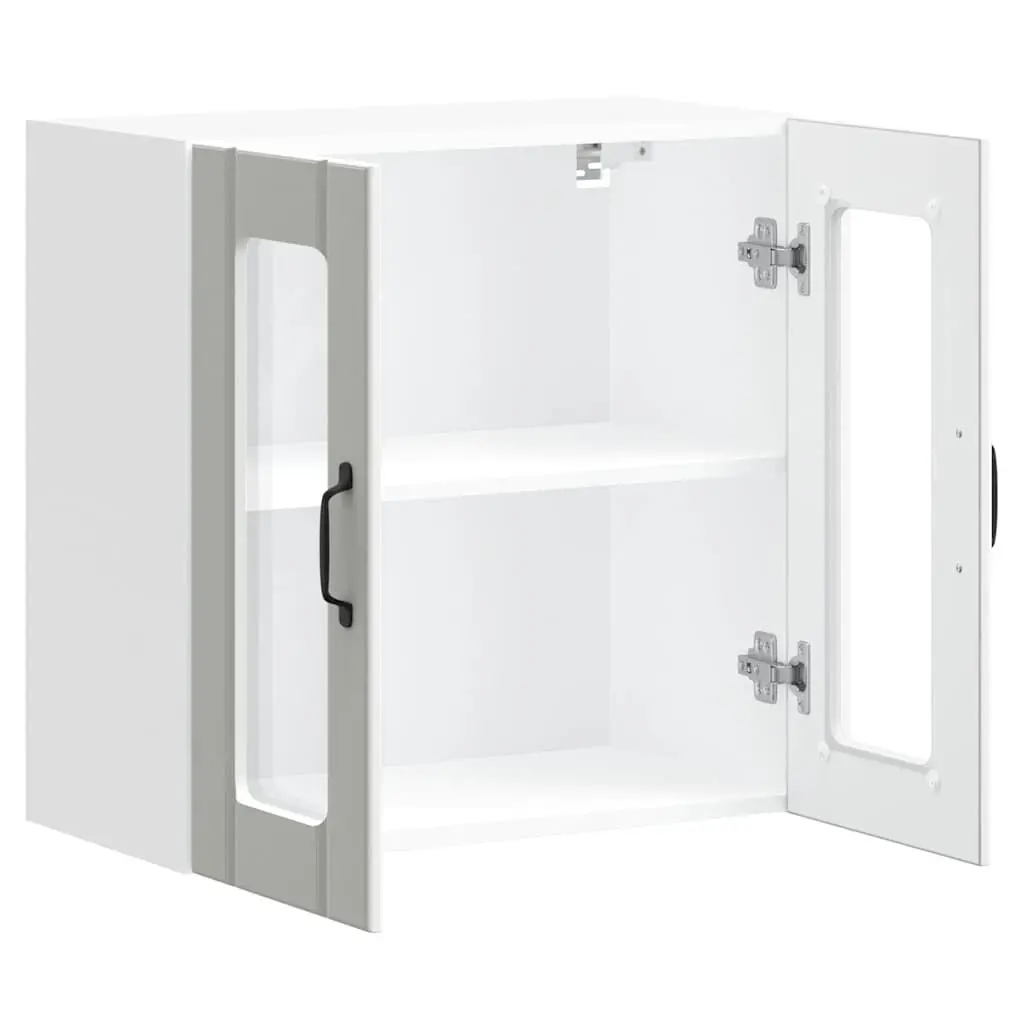 White Engineered Wood Kitchen Wall Cabinet with Glass Door