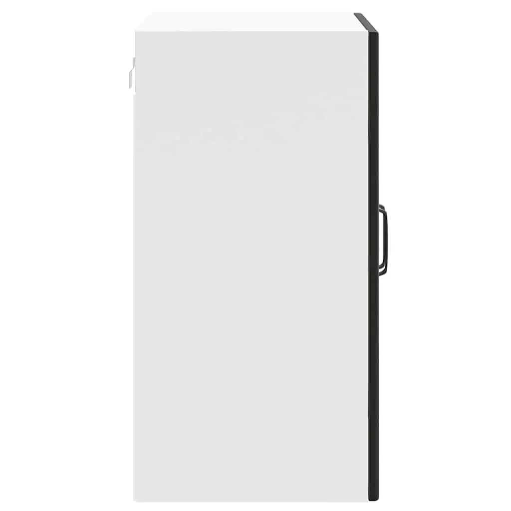 Kitchen Wall Cabinet Glass Door Black Engineered Wood Storage Organiser