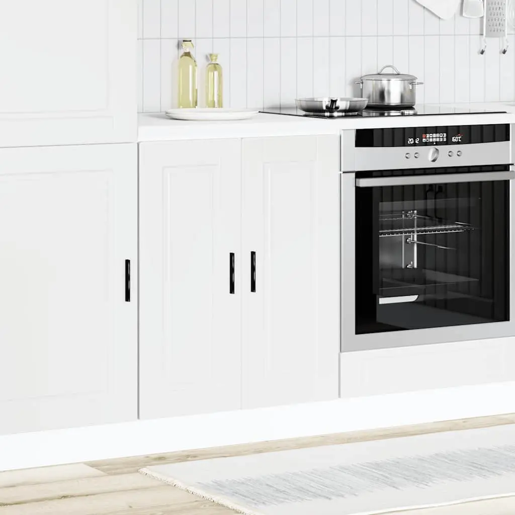 White Engineered Wood Kitchen Base Cabinet with Adjustable Feet