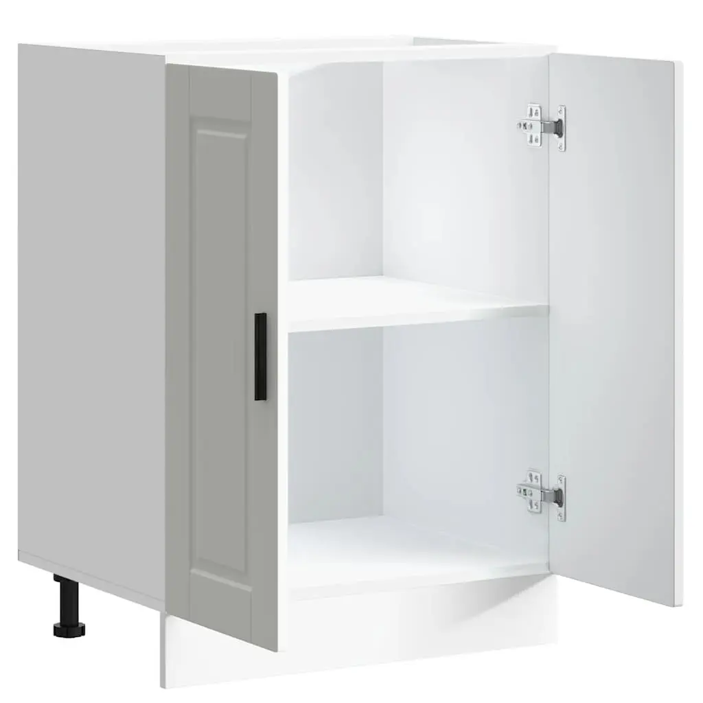 White Engineered Wood Kitchen Base Cabinet with Adjustable Feet