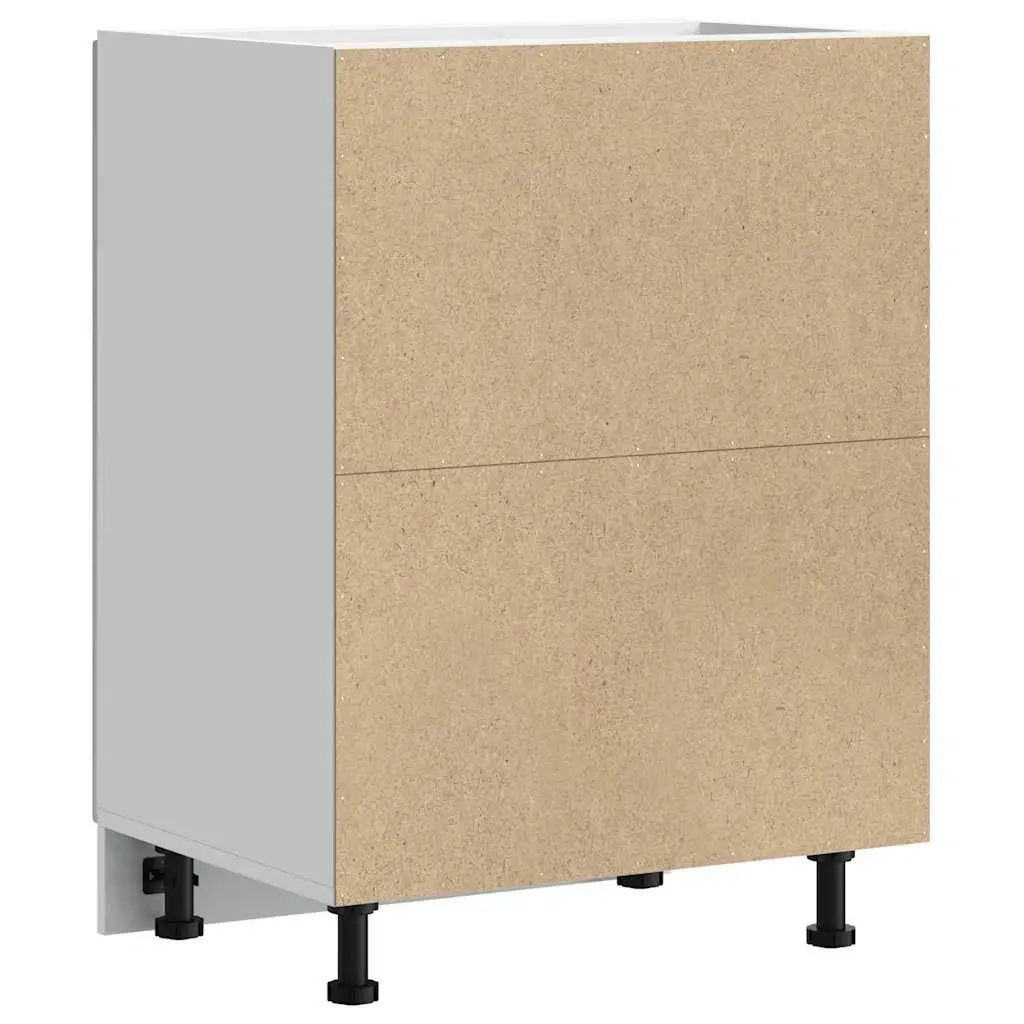 White Engineered Wood Kitchen Base Cabinet with Adjustable Feet