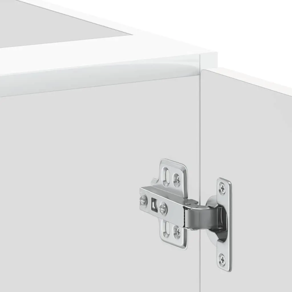 White Engineered Wood Kitchen Base Cabinet with Adjustable Feet