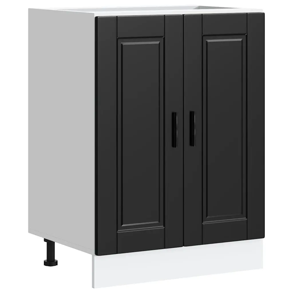 Engineered Wood Kitchen Cabinet Black Storage Unit Adjustable Feet