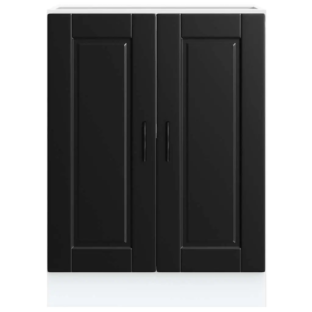 Engineered Wood Kitchen Cabinet Black Storage Unit Adjustable Feet