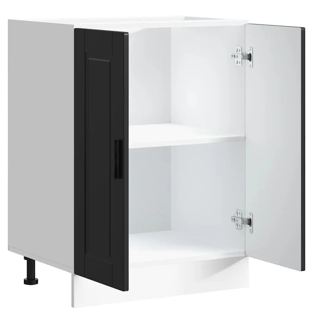 Engineered Wood Kitchen Cabinet Black Storage Unit Adjustable Feet