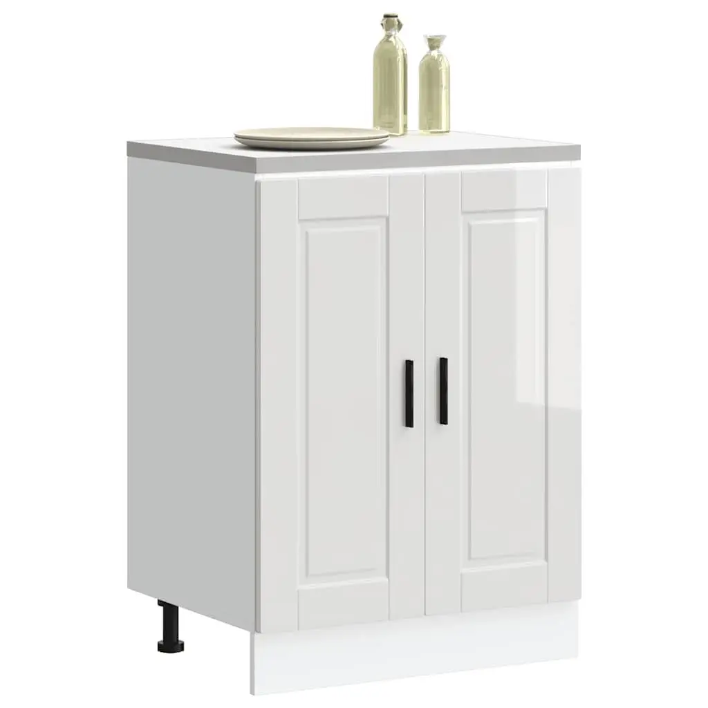Kitchen Base Cabinet White Engineered Wood Storage Cupboard Doors Adjustable