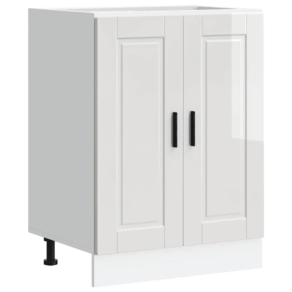 Kitchen Base Cabinet White Engineered Wood Storage Cupboard Doors Adjustable