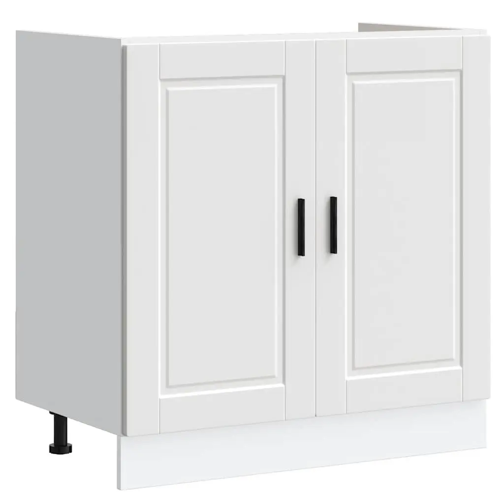 White Kitchen Sink Base Cabinet with Adjustable Feet