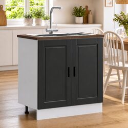Black Engineered Wood Sink Base Cabinet for Kitchen