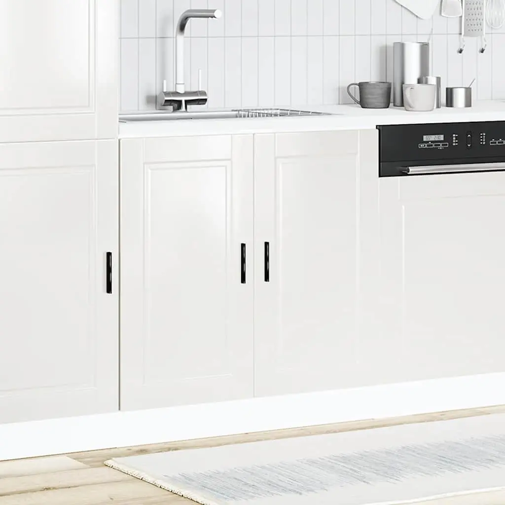 Sink Base Cabinet White High Gloss 80x46x81.5cm Engineered Wood