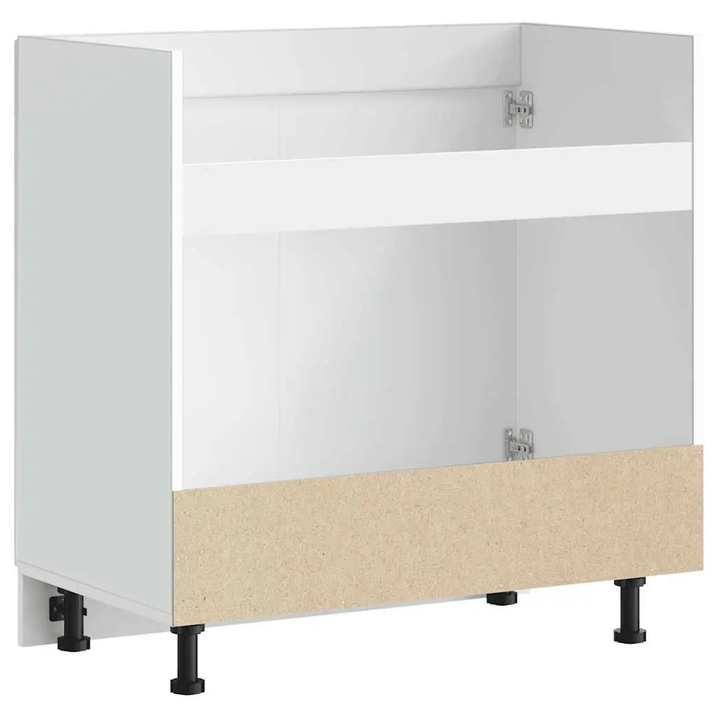 Sink Base Cabinet White High Gloss 80x46x81.5cm Engineered Wood