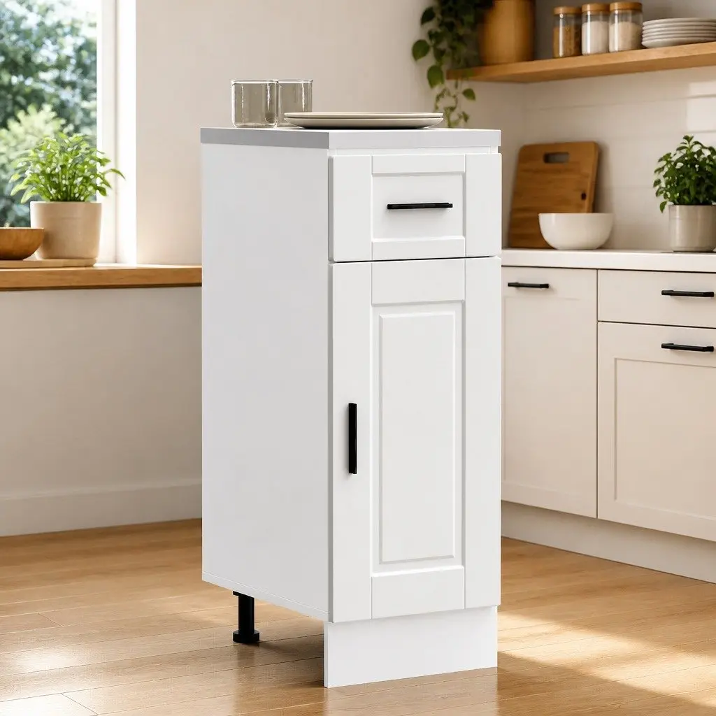 Kitchen Cabinet Storage Cupboard White Engineered Wood Adjustable Feet