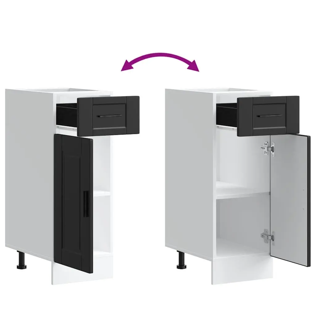 Black Engineered Wood Kitchen Base Cabinet with Storage