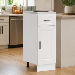 White Gloss Kitchen Base Cabinet with Adjustable Feet