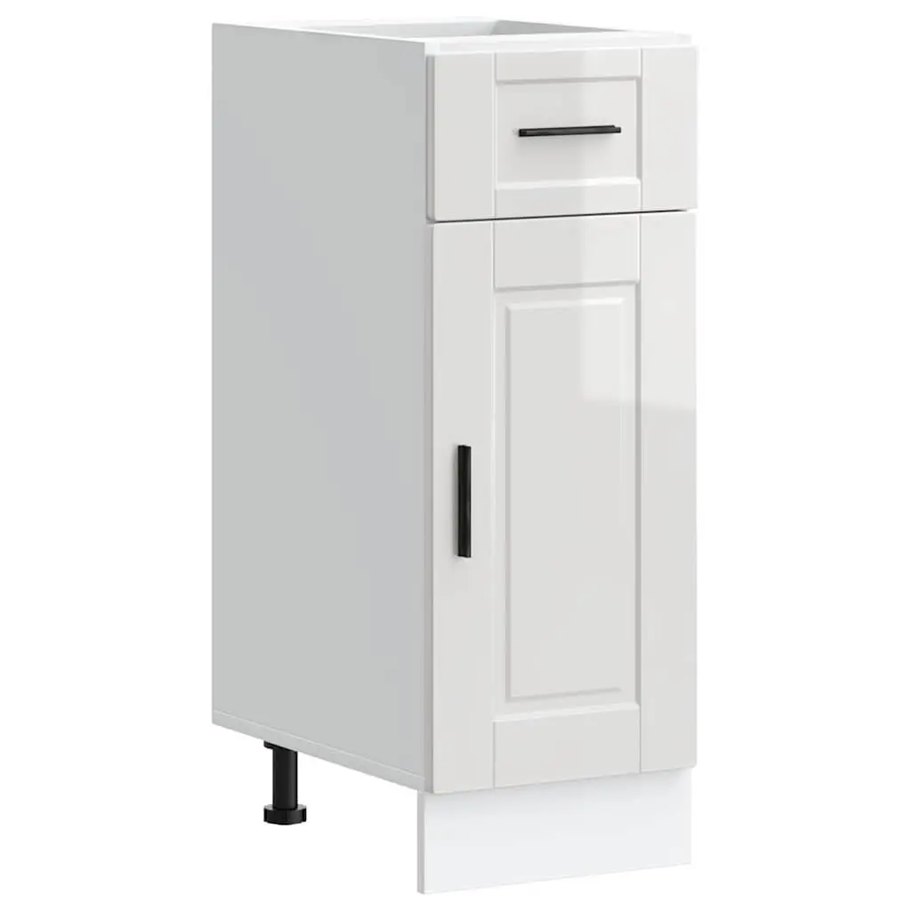 Kitchen Base Cabinet White Gloss Engineered Wood Adjustable Feet