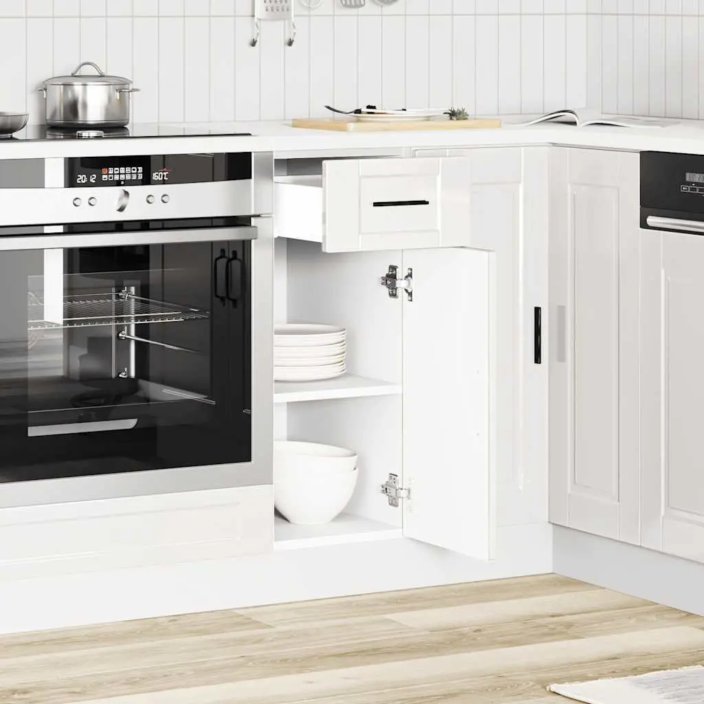 Kitchen Base Cabinet White Gloss Engineered Wood Adjustable Feet