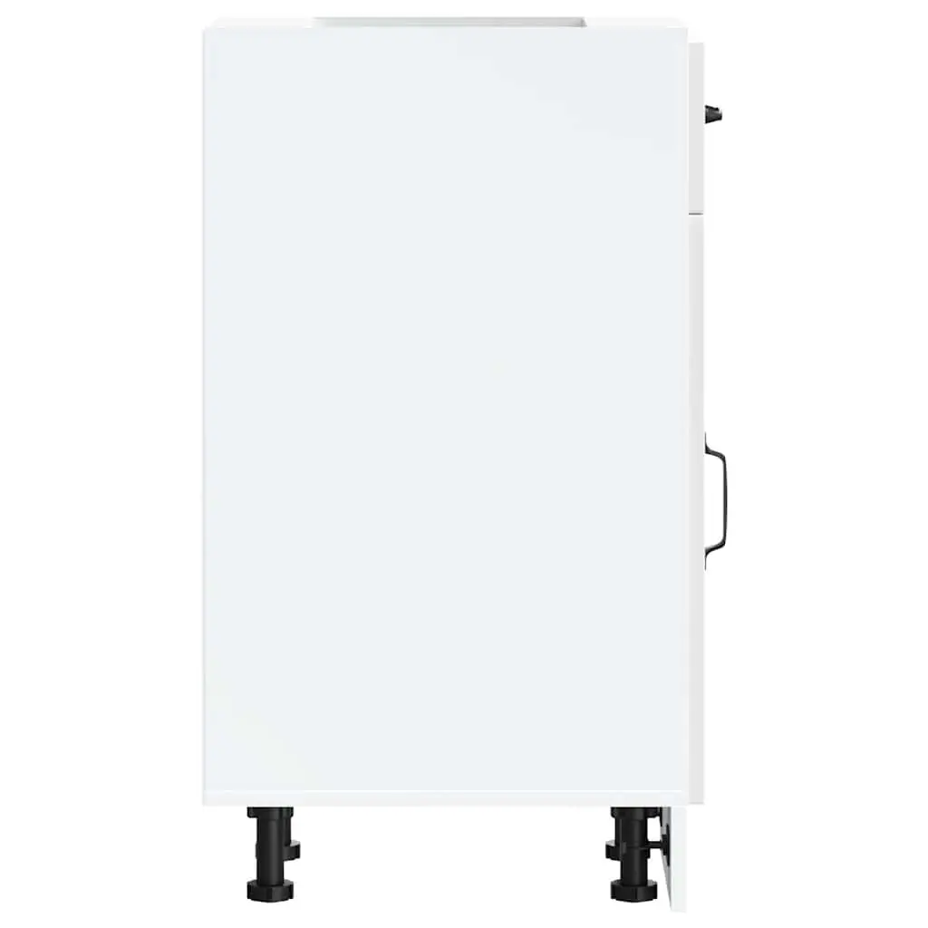 Kitchen Base Cabinet White Gloss Engineered Wood Adjustable Feet