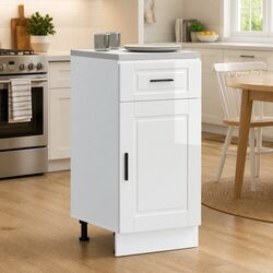 High Gloss White Kitchen Base Cabinet for Organized Storage