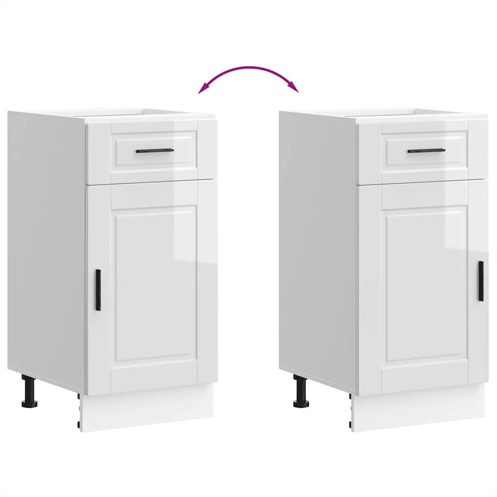 Kitchen Cabinet Storage Cupboard Engineered Wood High Gloss White Base Door