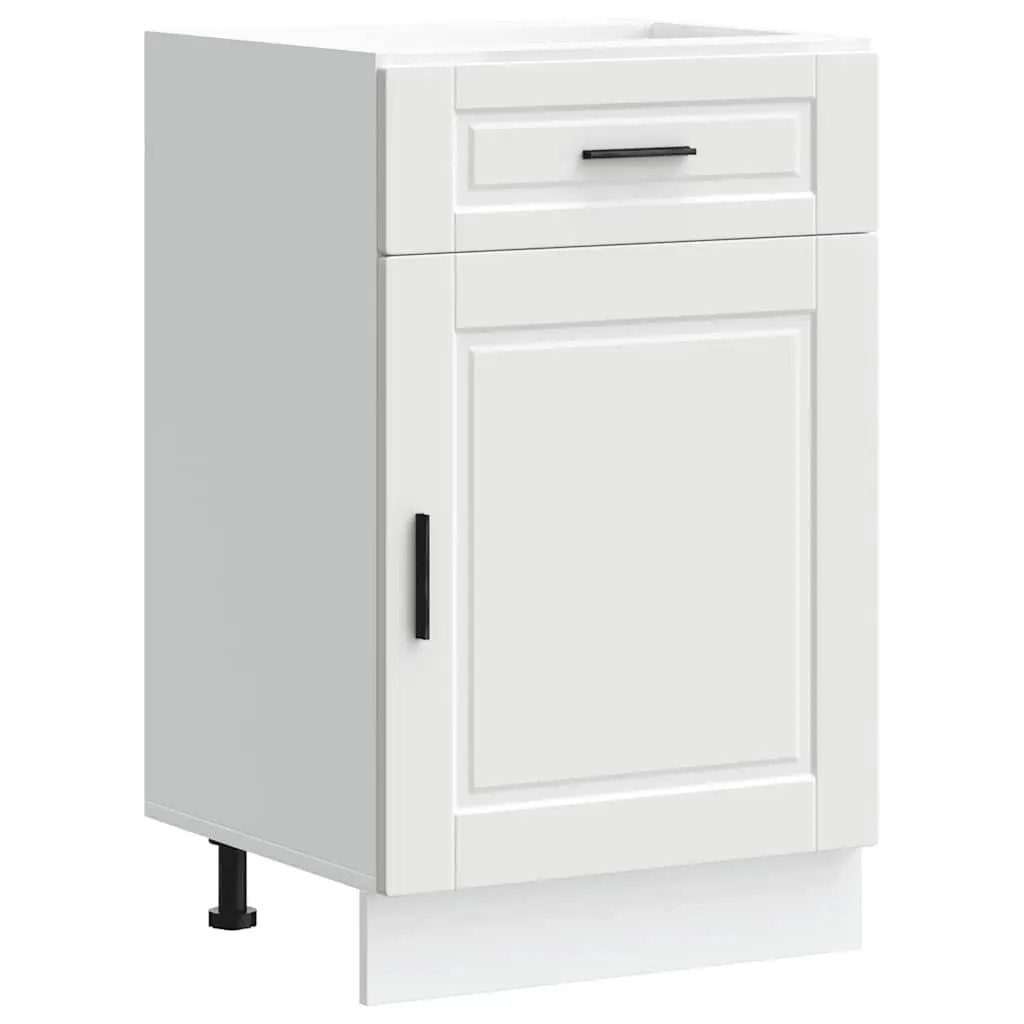 Kitchen Base Cabinet White Engineered Wood Storage Cupboard with Doors