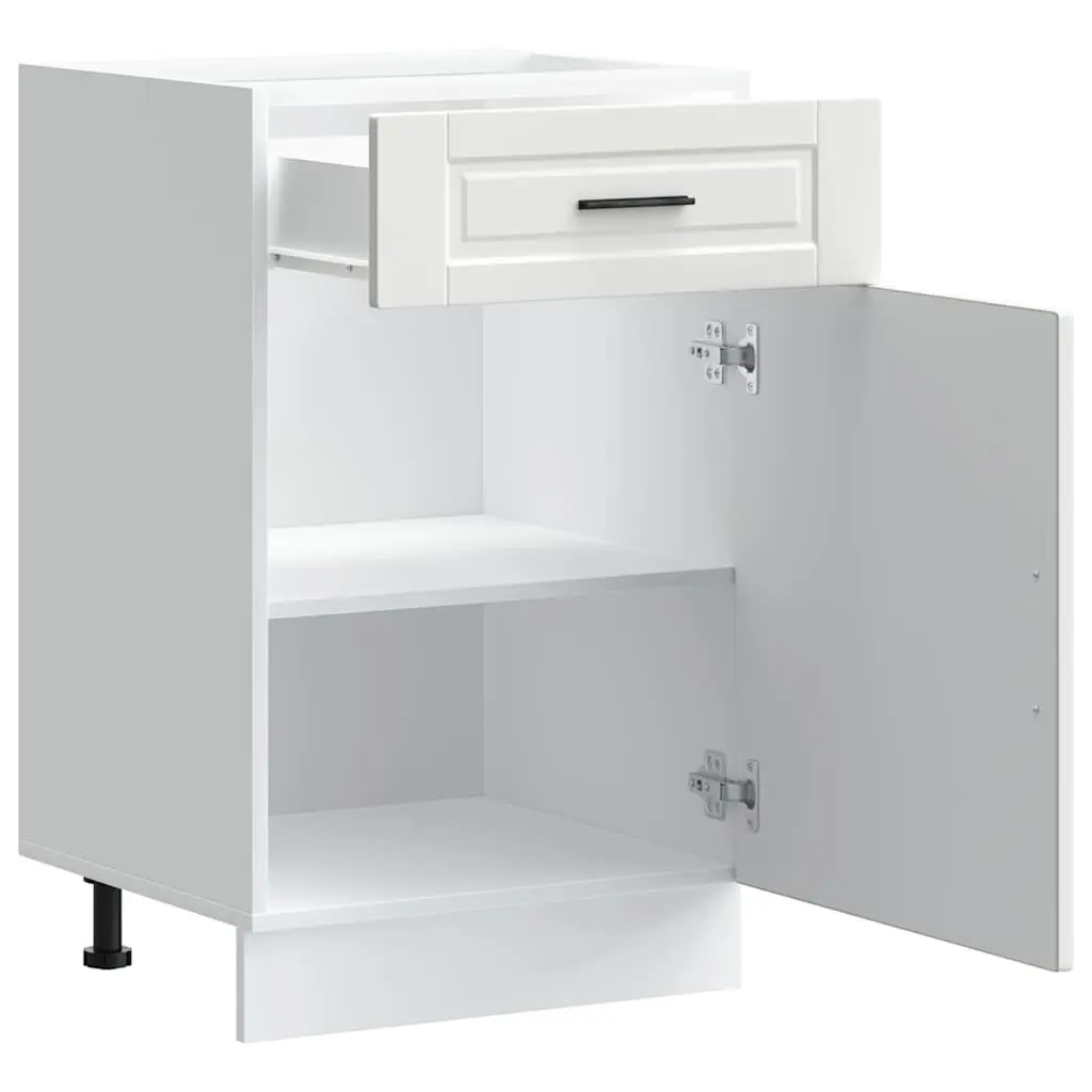 Kitchen Base Cabinet White Engineered Wood Storage Cupboard with Doors