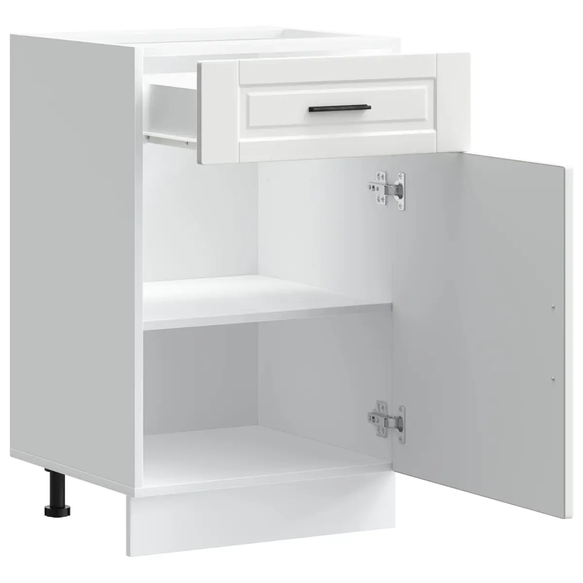 Kitchen Base Cabinet White Engineered Wood Storage Cupboard with Doors