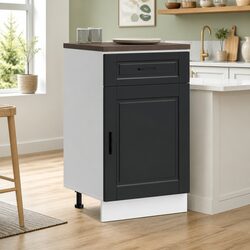 Black Engineered Wood Kitchen Base Cabinet with Adjustable Feet