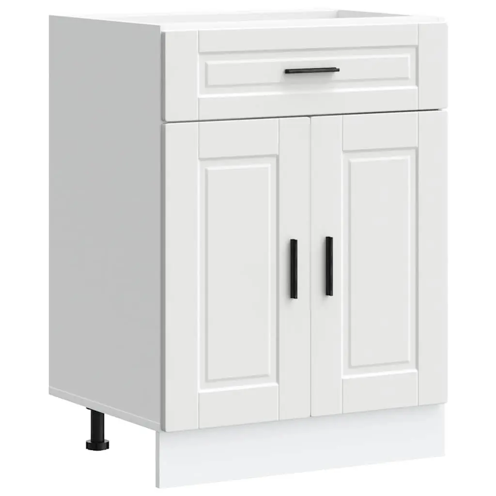 White Kitchen Cupboard Base Cabinet Engineered Wood Storage with Adjustable Legs