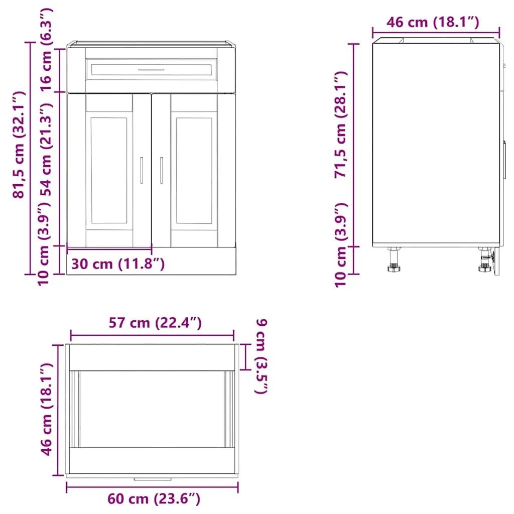 White Kitchen Cupboard Base Cabinet Engineered Wood Storage with Adjustable Legs