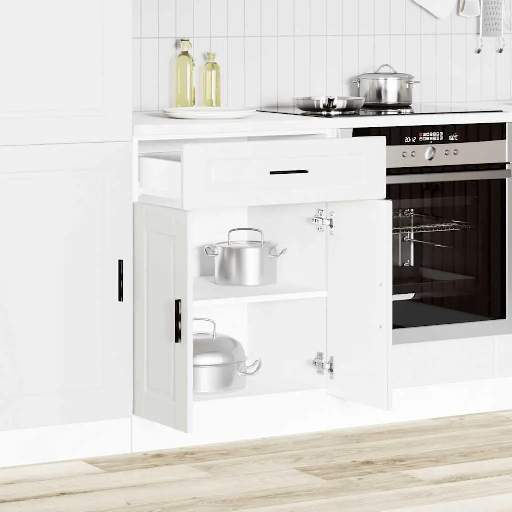 White Kitchen Cupboard Base Cabinet Engineered Wood Storage with Adjustable Legs