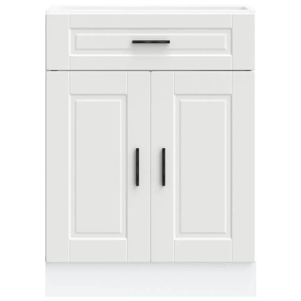 White Kitchen Cupboard Base Cabinet Engineered Wood Storage with Adjustable Legs