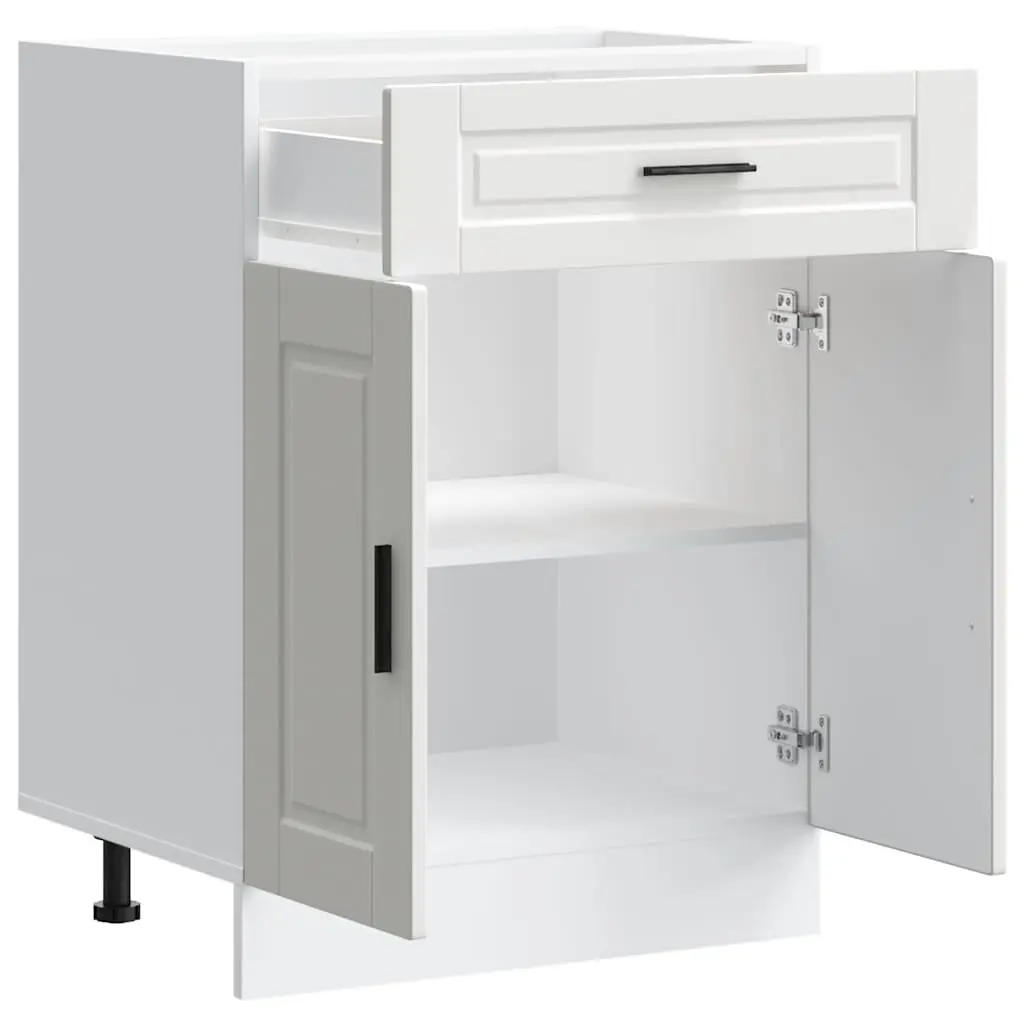 White Kitchen Cupboard Base Cabinet Engineered Wood Storage with Adjustable Legs