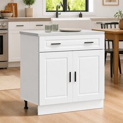 White Engineered Wood Kitchen Base Cabinet Storage