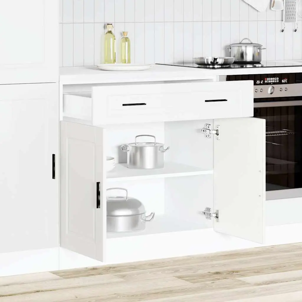 White Engineered Wood Kitchen Base Cabinet Storage