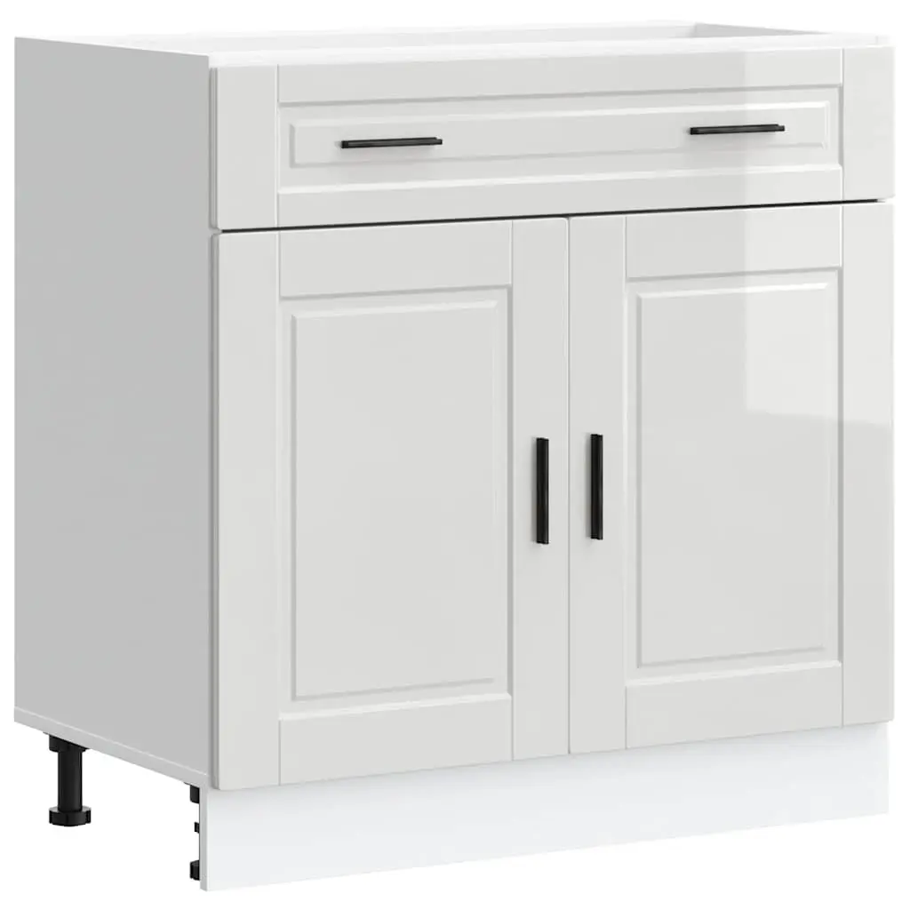 Engineered Wood Storage Cabinet White High Gloss Kitchen Base Unit