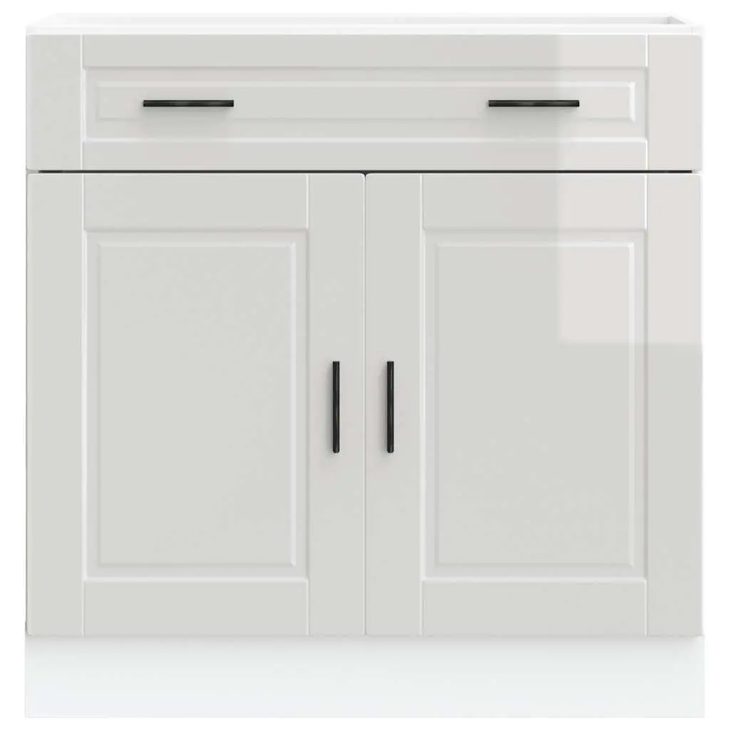 Engineered Wood Storage Cabinet White High Gloss Kitchen Base Unit