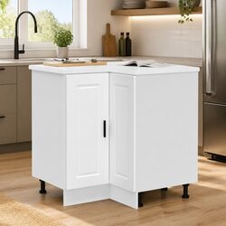 White Engineered Wood Kitchen Corner Base Cabinet