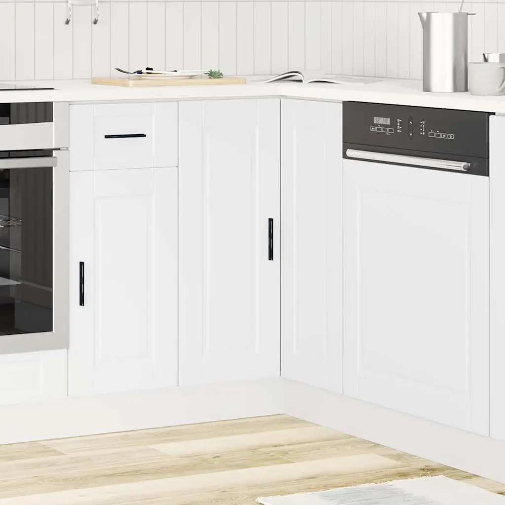 White Engineered Wood Kitchen Corner Base Cabinet