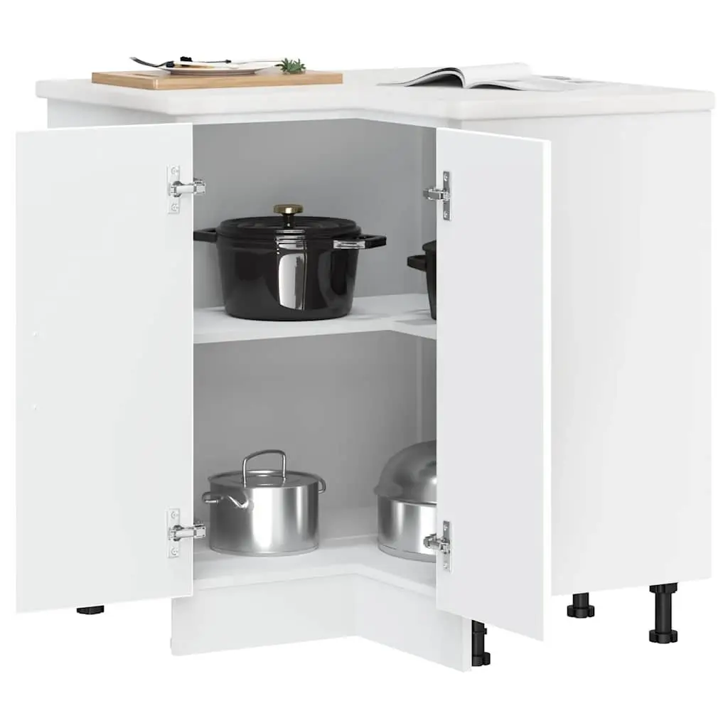 White Engineered Wood Kitchen Corner Base Cabinet