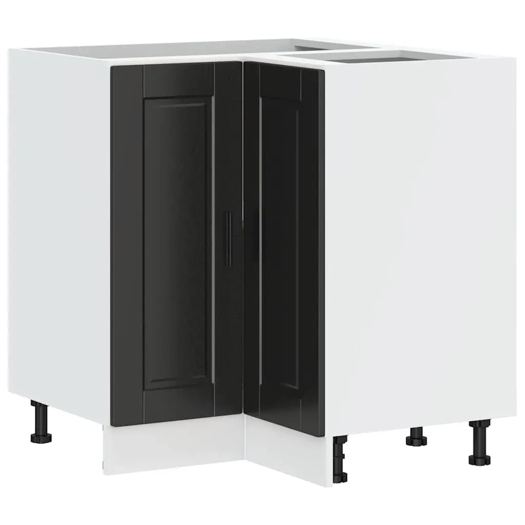 Kitchen Corner Base Cabinet Black Engineered Wood Storage Unit with Adjustable
