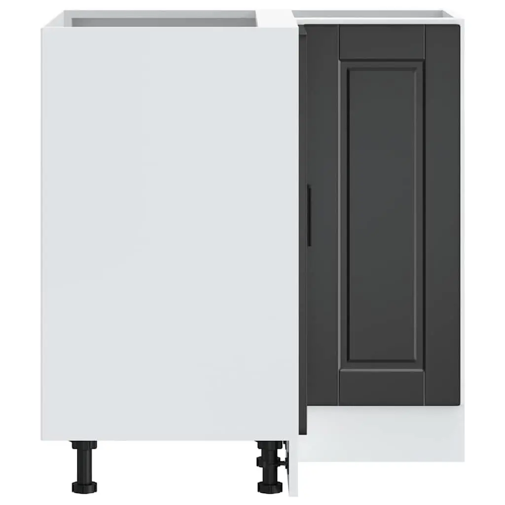 Kitchen Corner Base Cabinet Black Engineered Wood Storage Unit with Adjustable