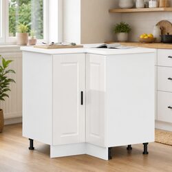 Stylish White High Gloss Kitchen Corner Base Cabinet
