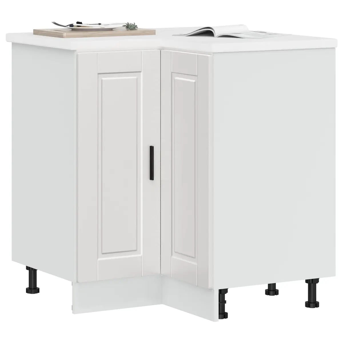White High Gloss Kitchen Corner Base Cabinet